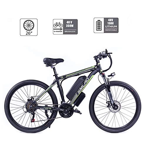 Vélos de montagne électriques : UNOIF Vélo VTT Vélo électrique avec 21 Vitesses Shimano Transmission System, 350W, 13Ah, 36V Batterie Lithium-ION, 26" Pouces, Pedelec City Bike légère, Black Green