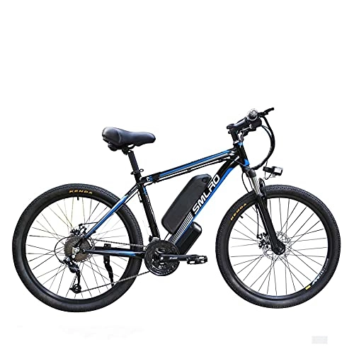Vélos de montagne électriques : UNOIF Vélo électrique électrique VTT, 26" Electric City Ebike vélo avec 350W brushless arrière Moteur pour Adultes, 48V / 13Ah Amovible Batterie au Lithium, Black Blue