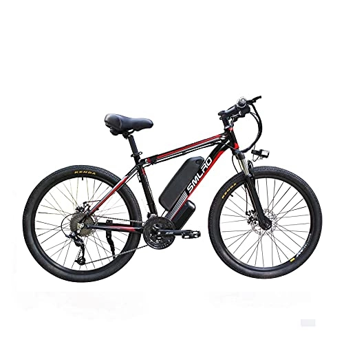 Vélos de montagne électriques : UNOIF Vélo électrique électrique VTT, 26" Electric City Ebike vélo avec 350W brushless arrière Moteur pour Adultes, 48V / 13Ah Amovible Batterie au Lithium, Black Red