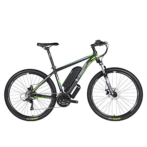 Vélos de montagne électriques : Vélo de montagne électrique, vélo hybride à batterie au lithium 36V10AH (26-29 pouces) bicyclette à neige 24 lignes traction de disque mécanique ligne de frein à disque mécanique, Green, 26*15.5in