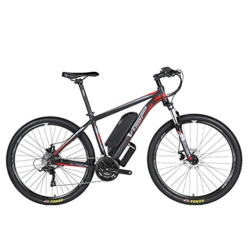 Vélos de montagne électriques : Vélo de montagne électrique, vélo hybride à batterie au lithium 36V10AH, frein à disque à traction mécanique (26-29 pouces) de bicyclette à 24 vitesses, trois modes de fonctionnement, Red, 26*15.5in