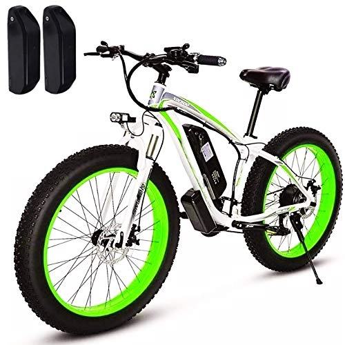 Vélos de montagne électriques : Vélo de Montagne électrique, Vélo électrique, Moteur 500W / 1000W, 26 Pouces Graisse, 48 V 17 AH Batterie (1000W + Batterie de Rechange) Vélo électrique Puissant (Color : White Green, Size : 1000w)
