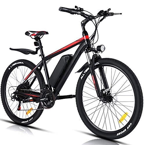 Vélos de montagne électriques : Vélo Électrique Adulte Vélo de Montagne 26" avec Moteur Potente, Batterie 36V / 10.4Ah Amovible / Engrenages 21 Vitesses / Vitesse Maximum 25KM / H / Kilométrage de Recharge Jusqu'à 45-50KM (Rouge)
