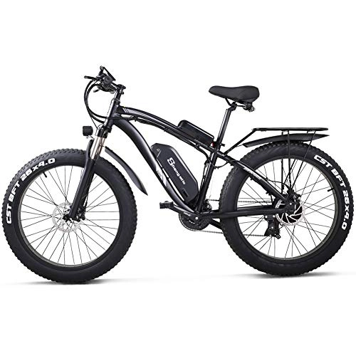 Vélos de montagne électriques : Vélo Électrique VTT Montagne ebike 1000W 26" 4.0 Pouces Fat Bike pour Adulte Homme (Noir)