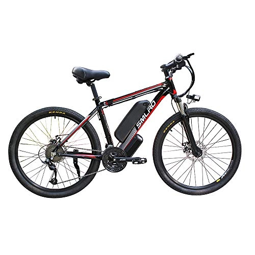 Vélos de montagne électriques : Vélo Électrique, Vélo Adulte Citybike E-Bike avec Moteur 350 W 48V 10 AH Batterie Au Lithium Amovible 21 Vitesses Shifter pour Les Déplacements en Banlieue, Black Red