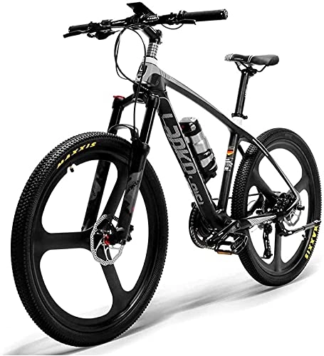 Vélos de montagne électriques : Vélo électrique 26 '' Cadre en Fibre de Carbone électrique de vélo électrique 240W Système de capteur de Couple de vélo de Montagne Huile et gaz Suspension à Verrouillage à gaz
