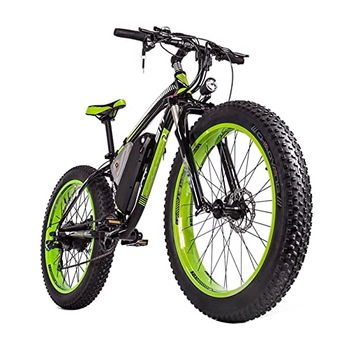 Vélos de montagne électriques : Vélo électrique 26" VTT électrique avec Moteur 1000W, Batterie Amovible 48V 17Ah, 21 Vitesses Professionnelles, vélo électrique 20MPH pour Adultes (Couleur : Vert)