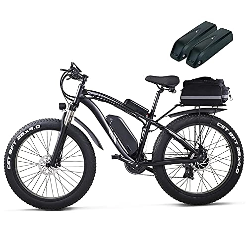 Vélos de montagne électriques : Vélo électrique 66 cm 48 V 1000 W avec moteur Shimano 21 vitesses, batterie au lithium, frein à disque hydraulique Shengmilo MX02S Snow Ebike