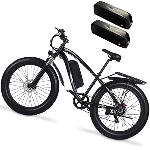 Vélos de montagne électriques : Vélo électrique de 26 pouces tout-terrain - Pédale d'assistance 17 Ah - Deux batteries au lithium - Frein à disque hydraulique Shengmilo MX02S