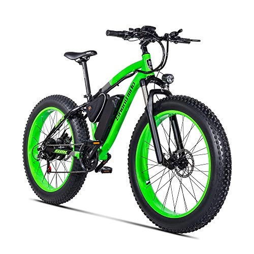 Vélos de montagne électriques : WFIZNB 26 Pouces Fat Tire Vélo électrique, 48V17A 1000W Moteur électrique Neige vélo, 21 Vitesse Montagne Vélo électrique Pédale Assist, Batterie au Lithium Frein à Disque hydraulique (Vert)
