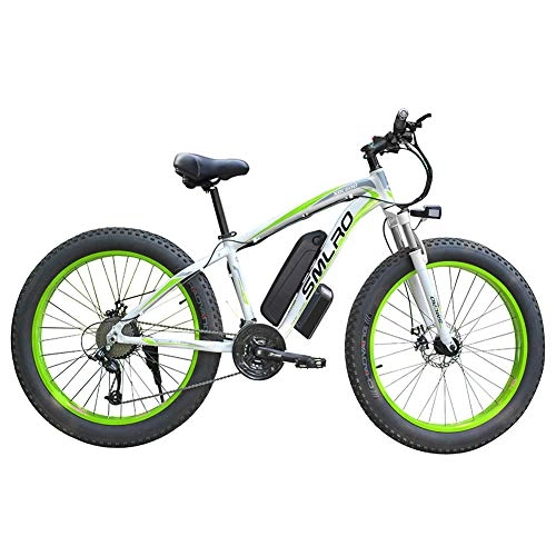 Vélos de montagne électriques : WFIZNB VTT électriques pour Adultes Hommes 2020 27 Vitesse 13Ah 48V 350W 26 Pouces Fat Tire électrique Vélos Hors Route vélos, Vert