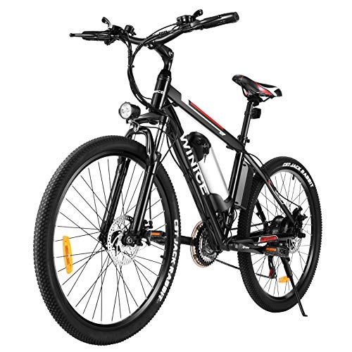 Vélos de montagne électriques : WINICE 26" Vélo Electrique 250W Vélo VTT Electrique / Vélo Electrique Adulte 36V 8AH / 48V 12.5AH Batterie au Lithium, Shimano 21 Vitesses (Noir Rouge, 36V 8AH)
