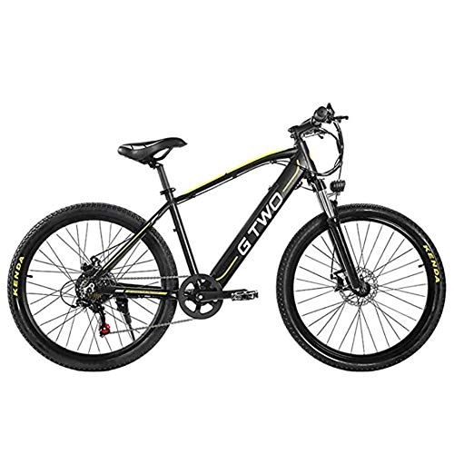 Vélos de montagne électriques : WXX 27, 5 Pouces Adulte À Vitesse Variable Ultra Léger Vélo Électrique 350W VTT 48V 9.6Ah Amovible Batterie Au Lithium 5 Pas Avant Et Arrière Frein À Disque Bike, Black Yellow