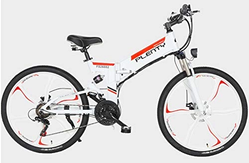 Vélos de montagne électriques : Xiaotian Vélo de Montagne électrique Pliable, Batterie au Lithium pour vélo, vélo Tout Terrain, 26 Pouces, 21 Vitesses, Roue à Trois Couteaux, White