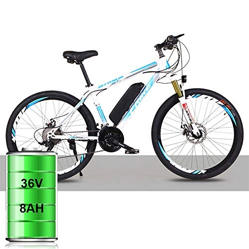 Vélos de montagne électriques : YBCN Une Version Améliorée d'un Vélo De Montagne Électrique avec Un Système De Changement De Vitesse 21 / 27 36V Batterie Au Lithium 8AH / 10AH 26 Pouces, Blanc Bleu, 21speed Flagship