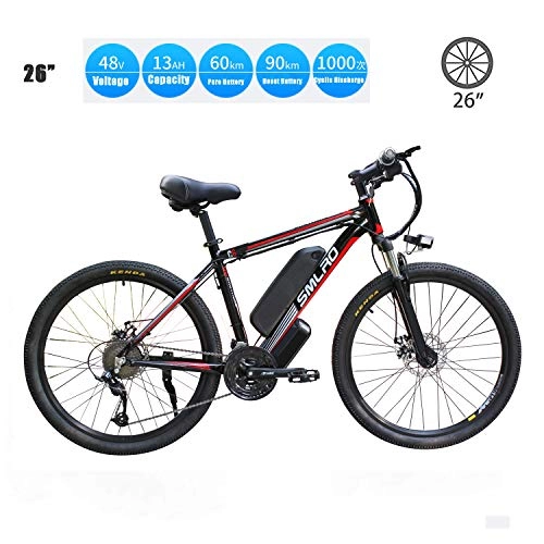 Vélos de montagne électriques : YMhome Vélo électrique, 26" Electric City Ebike vélo avec 350W brushless arrière Moteur pour Adultes, 36V / 13Ah Amovible Batterie au Lithium, Black Red