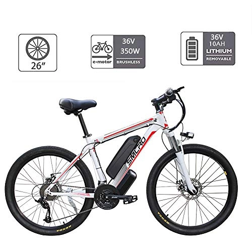 Vélos de montagne électriques : YMhome Vélos Électriques pour Adultes, 360W en Alliage D'aluminium Ebike Vélos Amovible 48V / 10Ah Lithium-ION Rechargeable VTT / Commute Ebike, Black Red