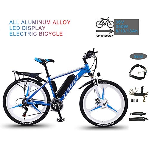 Vélos de montagne électriques : YRXWAN Vlo lectrique Pliable de vlo de Montagne de 26 '' pour Adultes 36V 350W 13AH Batterie au Lithium-ION Amovible E-Bike pour Le Cyclisme en Plein air, Bleu, 10AH65KM