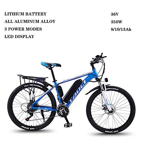 Vélos de montagne électriques : ZFY Vlos lectriques pour Adultes Batterie Lithium-ION Amovible 36V 350W Mountain Ebike Alliage De Magnsium Ebikes Vlos Tout Terrain, Blue-8AH50km