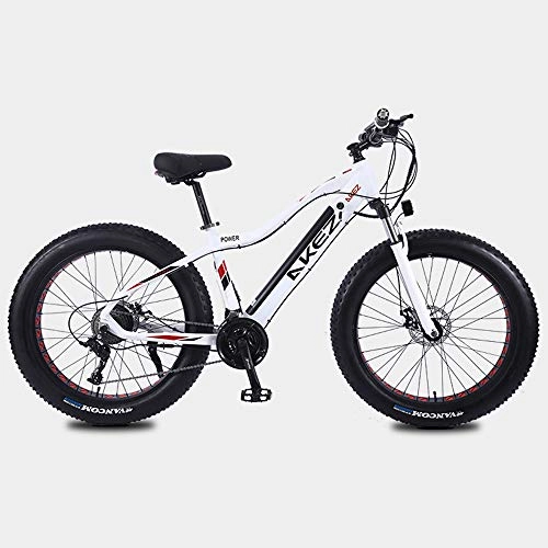 Vélos de montagne électriques : ZHXH Factory Outlet 26 Pouces 27 Vitesses Électrique Neige Vélo Plage Fat Tire en Alliage D'aluminium Vélo Électrique 10Ah Batterie Au Lithium Ebike, 01