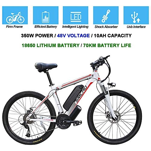 Vélos de montagne électriques : ZLZNX VéLos éLectriques pour Adultes, VéLo éLectrique Ebike en Alliage D'Aluminium 360w Amovible 48v / 10ah Batterie Au Lithium-ION VTT / Commute Ebike, C