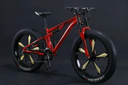 通用 Fat Tyre Mountain Bike 360Home fatbike 24-26 pollici, mountain bike con grande ruota dentata a 5 denti (26 pollici, 24 marce, rosso)