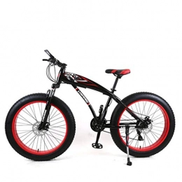 Bdclr Fat Tyre Mountain Bike 7 velocità 24 Pollici 26 Pollici Neve Auto Gomma Larga Freno a Disco Assorbimento degli Urti Bicicletta per Studenti Mountain Bike, Red, 26inch