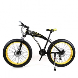 Bdclr Fat Tyre Mountain Bike 7 velocità 24 Pollici 26 Pollici Neve Auto Gomma Larga Freno a Disco Assorbimento degli Urti Bicicletta per Studenti Mountain Bike, Yellow, 26inch