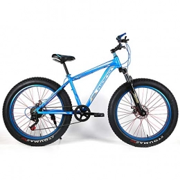 YOUSR Bici Fat Bike Bici Hardtail FS Disk Youth mountainbikes con Sospensione Completa per Uomo e Donna Blue 26 inch 7 Speed