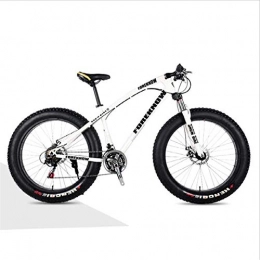 HCMNME Fat Tyre Mountain Bike HCMNME Mountain Bikes, 26 Pollici Variabile velocità off-Road Beach Snowmobile Super Wide Tire Mountain Mountain Bike Rotella Telaio in Lega con Freni a Disco (Color : White, Size : 30 Speed)