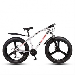 HCMNME Fat Tyre Mountain Bike HCMNME Mountain Bikes, Beach da 26 Pollici off-Road Beach Snowmobile Super Wide 4.0 Big Tire Mountain Bike Bike a Tre coltelli Telaio in Lega con Freni a Disco (Color : White, Size : 21 Speed)