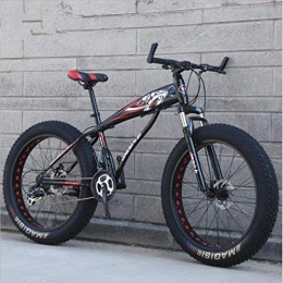 HCMNME Fat Tyre Mountain Bike HCMNME Mountain Bikes, Bici da Neve a 24 Pollici velocità variabile Ultra-Wide velocità velocità 4.0 Bici da Neve Telaio in Lega con Freni a Disco (Color : Black And Red Hollow, Size : 7 Speed)