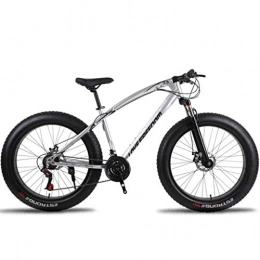 JLZXC Fat Tyre Mountain Bike JLZXC Mountain Bike 26 Pollici Mountain Biciclette 7 / 21 / 24 / 27 Costi Leggera in Lega di Alluminio Telaio Full Suspension Freno A Disco Razze (Color : Silver, Size : 24speed)