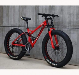 LUO Fat Tyre Mountain Bike LUO Mountain Bike, Mountain Bike per Adolescenti Di Uomini e Donne, Telaio in Acciaio ad Alto Tenore Di Carbonio, Doppia Sospensione a Coda Morbida, Freno a Disco Meccanico, Pneumatico Grasso 24 / 26 ×