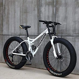 Mountain Bike, 24 Pollici Fat Bike da Montagna, Telaio in Acciaio ad Alto Tenore di Carbonio Biciclette, Bicicletta Biammortizzata,Rosso,27 Speed,White,7 Speed