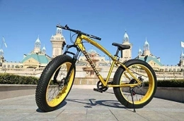 Suge Bici Mountain Bike, Doppio Freno a Disco Fat Tire Bike Cruiser, -Alto tenore di Carbonio Telaio in Acciaio, Sedile Regolabile in Bicicletta (Color : Gold, Size : 24 inch 27 Speed)