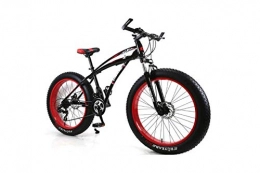 DYM Bici Mountain Bike Hardtail Mountain Bike 7 / 21 / 24 / 27 Velocità Mens Mtb Bike 24 Pollici Fat Tire Road Bicicletta Snow Bike Pedali con Freni a Disco e Forcella a Sospensione, Nero rosso, 27 velocità