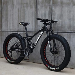 DDSGG Fat Tyre Mountain Bike Mountain Bike per Pneumatici Grassi per Adulti, Mountain Bike Ruote da 24 Pollici A 7 velocità, Sospensione per Bicicletta con Doppio Freno A Disco Adatto per Adulti O Adolescenti, Nero