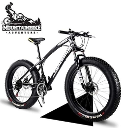 NENGGE Fat Tyre Mountain Bike NENGGE 26 Pollici Bicicletta Mountain Bike in Pneumatico Grasso, Adulti Uomo Donna Biciclette da Montagna con Sospensioni Anteriori, Telaio Acciaio Alto Tenore Carbonio, Black Spoke, 24 Speed