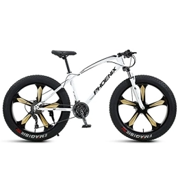 NENGGE Bici NENGGE 26 Pollici Mountain Bike per Ragazzo Ragazza, Adulti Uomo Donna Bicicletta da Acciaio Carbonio, MTB a 7 / 21 / 24 / 27 / 30 velocità con Pneumatico Grasso, Freni a Disco, White 5 Spoke, 24 Speed