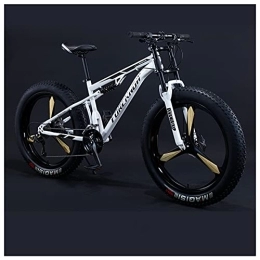 NENGGE Fat Tyre Mountain Bike NENGGE 26 Pollici Uomo Donna Mountain Bike, Fat Bike da Montagna, Adulti Ragazzi Ragazze Bicicletta Hardtail, Telaio in Acciaio ad Alto Tenore di Carbonio, 30 Speed, White 3 Spoke