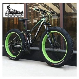 NENGGE Fat Tyre Mountain Bike NENGGE Biammortizzata Bicicletta Mountain Bike per Adulti Uomo Donna, Pneumatico Grasso Mountain Bike, Unisex Doppia Freni a Disco Biciclette da Montagna, Verde, 26 inch 24 Speed