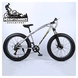 NENGGE Fat Tyre Mountain Bike NENGGE Bicicletta Mountain Bike 24 Pollici per Adulti Uomo e Donna, Bicicletta da Montagna Grande Pneumatico con Sospensioni Anteriori & Freni a Disco, Argento, 24 Speed