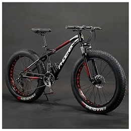 NENGGE Fat Tyre Mountain Bike NENGGE Hardtail Mountain Bike in Acciaio Carbonio, Freni a Disco, 24 Pollici Bicicletta MTB per Adulti Ragazzi Ragazze, Uomo Donne Fat Bike, Sospensioni Anteriori, Rosso, 21 Speed