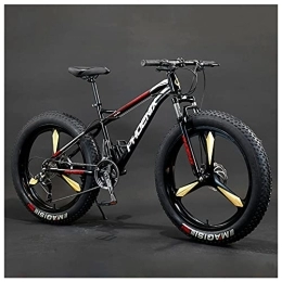 NENGGE Fat Tyre Mountain Bike NENGGE Hardtail Mountain Bike in Acciaio Carbonio, Freni a Disco, 26 Pollici Bicicletta MTB per Adulti Ragazzi Ragazze, Uomo Donne Fat Bike, Sospensioni Anteriori, Red 3 Spoke, 24 Speed