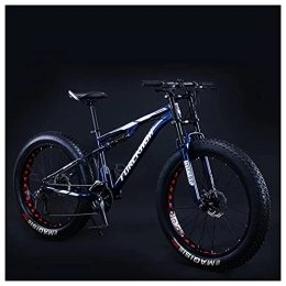 NENGGE Fat Tyre Mountain Bike NENGGE Mountain Bike 26 Pollici Fat Bike da Montagna, Adulti Uomo Donna Telaio in Acciaio ad Alto Tenore di Carbonio Biciclette, Bicicletta Biammortizzata, Blu, 7 Speed