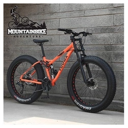 NENGGE Fat Tyre Mountain Bike NENGGE Mountain Bike 26 Pollici Pneumatico Grasso per Adulti Uomo Donna, Biammortizzata Bicicletta Mountain Bike con Freni a Disco Acciaio Alto Tenore Carbonio Bicicletta da Montagna, Arancia, 27 Speed