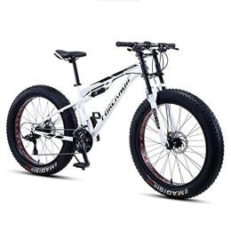 NENGGE Fat Tyre Mountain Bike NENGGE Mountain Bike da 26 / 24 Pollici, Fat Bike da Montagna con Pneumatici 4.0 Grassi, Uomo Donne Bicicletta Biammortizzata 7 / 21 / 24 / 27 / 30 velocità Biciclette Beach Neve, Bianca, 26 inch 27 Speed