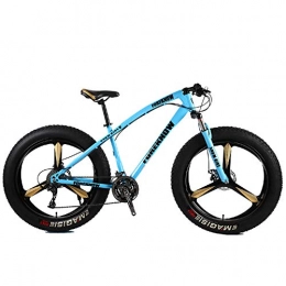 QMMD Fat Tyre Mountain Bike QMMD Mountain Bike 26 Pollici, Adulti Hardtail Mountainbike, Fat Bike da Montagna, Telaio in Acciaio ad Alto Tenore di Carbonio, Front Suspension Mountain Bike, Blue 3 Spokes, 27 Speed