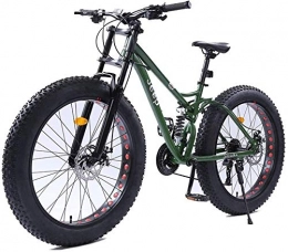 LYQZ Fat Tyre Mountain Bike Robusto 26 bici pollici donne di montagna, doppio freno a disco Fat Tire Mountain Trail Bike, Hardtail mountain bike, sedile regolabile in bicicletta, in acciaio-alto tenore di carbonio cornice, verde